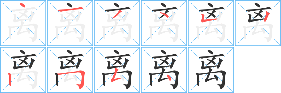 离字笔画写法