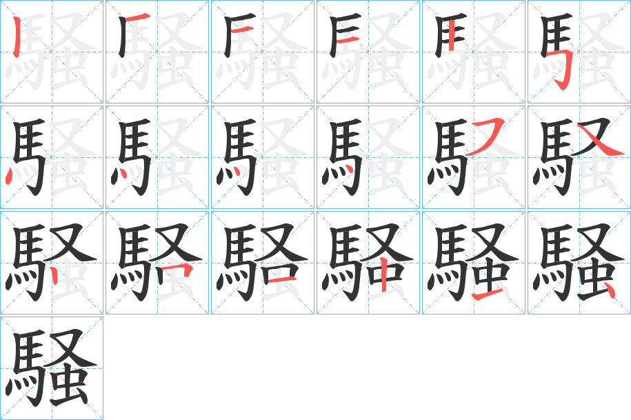 騒字笔画写法