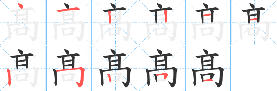 髙字笔画写法