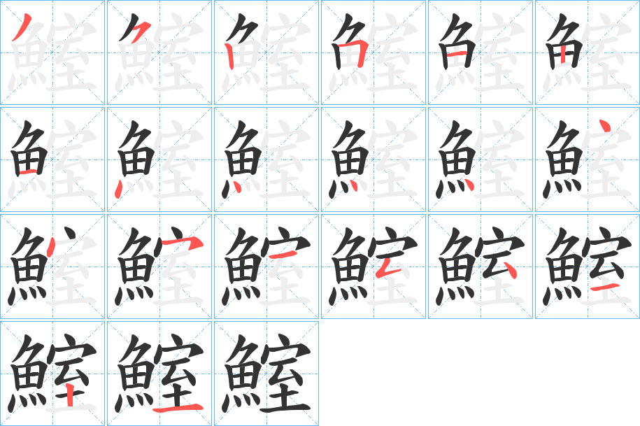 鰘字笔画写法