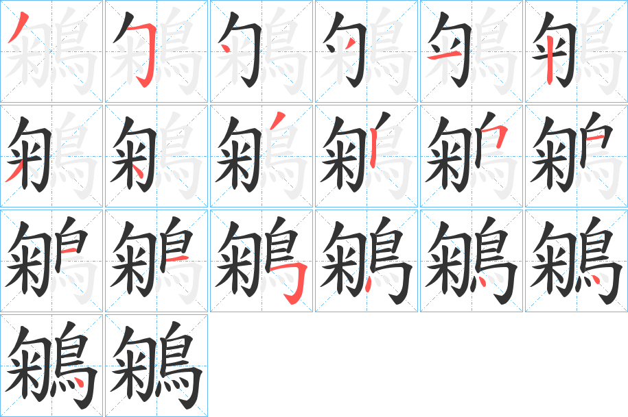 鵴字笔画写法